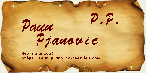 Paun Pjanović vizit kartica